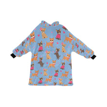 Load image into Gallery viewer, Charming Chihuahuas in Sweet Style Blanket Hoodie-Blanket-Apparel, Blanket Hoodie, Blankets, Chihuahua, Dog Mom Gifts-Sky Blue-ONE SIZE-23