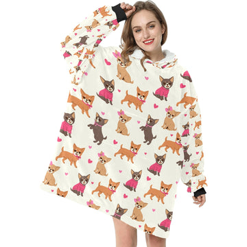 Charming Chihuahuas In Sweet Style Blanket Hoodie 360x