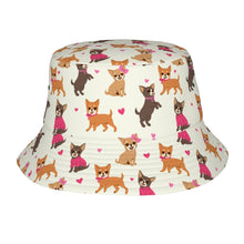 Load image into Gallery viewer, Charming Chihuahuas in Sweet Style Bucket Hat-Hats &amp; Caps-Accessories,Chihuahua,Dog Dad Gifts,Dog Mom Gifts,Hats-Ivory White-One Size-41