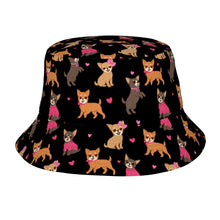 Load image into Gallery viewer, Charming Chihuahuas in Sweet Style Bucket Hat-Hats &amp; Caps-Accessories,Chihuahua,Dog Dad Gifts,Dog Mom Gifts,Hats-Midnight Black-One Size-49