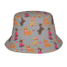 Load image into Gallery viewer, Charming Chihuahuas in Sweet Style Bucket Hat-Hats &amp; Caps-Accessories,Chihuahua,Dog Dad Gifts,Dog Mom Gifts,Hats-Parisian Gray-One Size-25