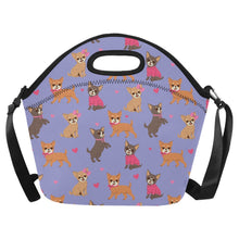 Load image into Gallery viewer, Charming Chihuahuas in Sweet Style Neoprene Lunch Bag-Lavender Purple-ONESIZE-8