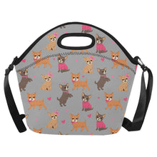 Load image into Gallery viewer, Charming Chihuahuas in Sweet Style Neoprene Lunch Bag-Parisian Gray-ONESIZE-9