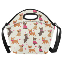 Load image into Gallery viewer, Charming Chihuahuas in Sweet Style Neoprene Lunch Bag-Ivory White-ONESIZE-2