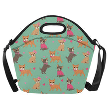 Load image into Gallery viewer, Charming Chihuahuas in Sweet Style Neoprene Lunch Bag-Mint Green-ONESIZE-7