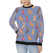 Load image into Gallery viewer, Charming Chihuahuas in Sweet Style Sweatshirt for Women-Slate Blue-XS-15