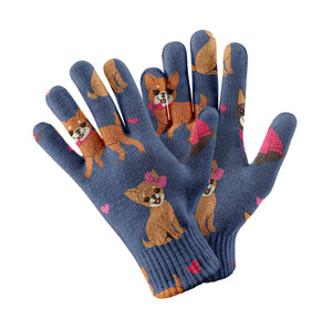 Charming Chihuahuas in Sweet Style Touch Screen Gloves-Accessories-Accessories, Dog Dad Gifts, Dog Mom Gifts, Gloves-10