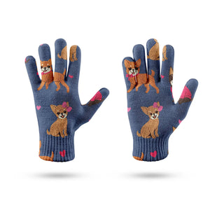 Charming Chihuahuas in Sweet Style Touch Screen Gloves-Accessories-Accessories, Dog Dad Gifts, Dog Mom Gifts, Gloves-11