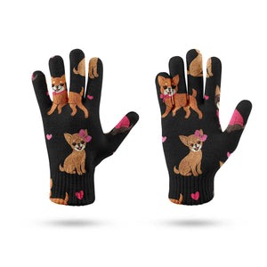 Charming Chihuahuas in Sweet Style Touch Screen Gloves-Accessories-Accessories, Dog Dad Gifts, Dog Mom Gifts, Gloves-13