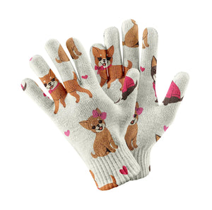 Charming Chihuahuas in Sweet Style Touch Screen Gloves-Accessories-Accessories, Dog Dad Gifts, Dog Mom Gifts, Gloves-4