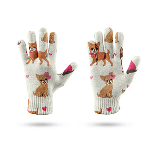 Charming Chihuahuas in Sweet Style Touch Screen Gloves-Accessories-Accessories, Dog Dad Gifts, Dog Mom Gifts, Gloves-5