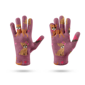 Charming Chihuahuas in Sweet Style Touch Screen Gloves-Accessories-Accessories, Dog Dad Gifts, Dog Mom Gifts, Gloves-7