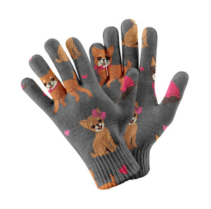 Charming Chihuahuas in Sweet Style Touch Screen Gloves-Accessories-Accessories, Dog Dad Gifts, Dog Mom Gifts, Gloves-8