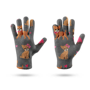 Charming Chihuahuas in Sweet Style Touch Screen Gloves-Accessories-Accessories, Dog Dad Gifts, Dog Mom Gifts, Gloves-9