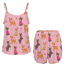 Load image into Gallery viewer, Charming Chihuahuas in Sweet Style Women's Cami and Shorts Pajama Set-10