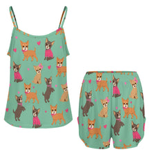 Load image into Gallery viewer, Charming Chihuahuas in Sweet Style Women's Cami and Shorts Pajama Set-14