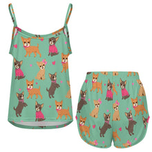 Load image into Gallery viewer, Charming Chihuahuas in Sweet Style Women's Cami and Shorts Pajama Set-15