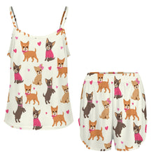 Load image into Gallery viewer, Charming Chihuahuas in Sweet Style Women's Cami and Shorts Pajama Set-18