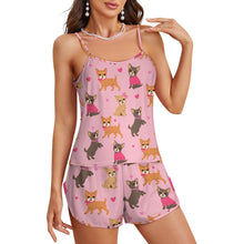 Load image into Gallery viewer, Charming Chihuahuas in Sweet Style Women's Cami and Shorts Pajama Set-22