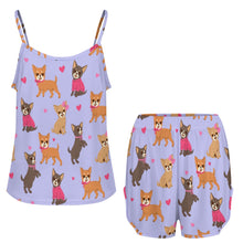 Load image into Gallery viewer, Charming Chihuahuas in Sweet Style Women's Cami and Shorts Pajama Set-6
