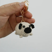 Load image into Gallery viewer, Whimsical Black and White Shiba Inu Knitted Keychain-Accessories-Accessories,Dog Dad Gifts,Dog Memorial Gifts,Dog Mom Gifts,Keychain,Shiba Inu-4
