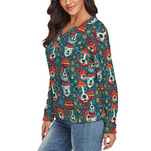 Load image into Gallery viewer, Charming Pit Bull Merriment Women’s V-Neck Christmas Sweater-Apparel-Apparel,Christmas,Dog Mom Gifts,Pit Bull,Sweater,Sweatshirt-3