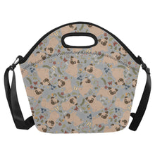 Load image into Gallery viewer, Charming Pugs in Bloom Neoprene Lunch Bag-36