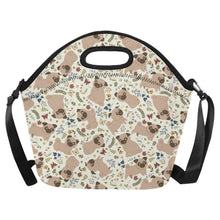 Load image into Gallery viewer, Charming Pugs in Bloom Neoprene Lunch Bag-Ivory-ONESIZE-1