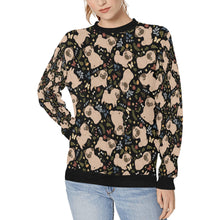 Load image into Gallery viewer, Charming Pugs in Bloom Sweatshirt for Women-Apparel-Apparel, Dog Mom Gifts, Pug, Sweatshirt-Midnight Black-S-1