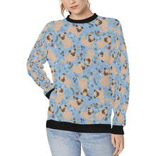 Load image into Gallery viewer, Charming Pugs in Bloom Sweatshirt for Women-Apparel-Apparel, Dog Mom Gifts, Pug, Sweatshirt-Sky Blue-S-5