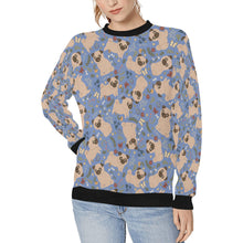 Load image into Gallery viewer, Charming Pugs in Bloom Sweatshirt for Women-Apparel-Apparel, Dog Mom Gifts, Pug, Sweatshirt-Slate Blue-S-7