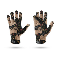 Load image into Gallery viewer, Charming Pugs in Bloom Touch Screen Gloves-Accessories-Accessories, Dog Dad Gifts, Dog Mom Gifts, Gloves-13