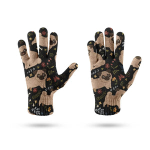 Charming Pugs in Bloom Touch Screen Gloves-Accessories-Accessories, Dog Dad Gifts, Dog Mom Gifts, Gloves-13