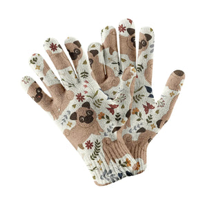 Charming Pugs in Bloom Touch Screen Gloves-Accessories-Accessories, Dog Dad Gifts, Dog Mom Gifts, Gloves-4