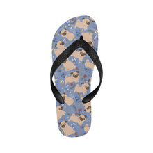 Load image into Gallery viewer, Charming Pugs in Bloom Unisex Slippers-CornflowerBlue-S-13