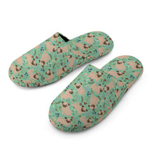 Load image into Gallery viewer, Charming Pugs in Bloom Women's Cotton Mop Slippers-28