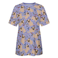 Load image into Gallery viewer, Charming Pugs in Bloom Women&#39;s Cotton T-Shirt-Apparel--38