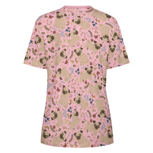 Load image into Gallery viewer, Charming Pugs in Bloom Women&#39;s Cotton T-Shirt-Apparel--4