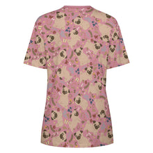 Load image into Gallery viewer, Charming Pugs in Bloom Women&#39;s Cotton T-Shirt-Apparel--14