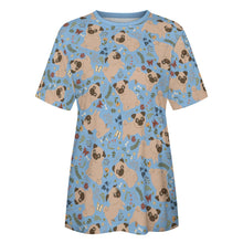 Load image into Gallery viewer, Charming Pugs in Bloom Women&#39;s Cotton T-Shirt-Apparel--19