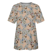 Load image into Gallery viewer, Charming Pugs in Bloom Women&#39;s Cotton T-Shirt-Apparel--40