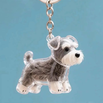 Charming Schnauzer Transparent Acrylic Keychain Pendant Standing Schnauzer 360x