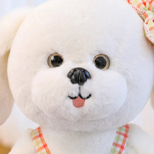 Checkered Jumpsuit Bichon Frise Stuffed Animal Plush Toys-11