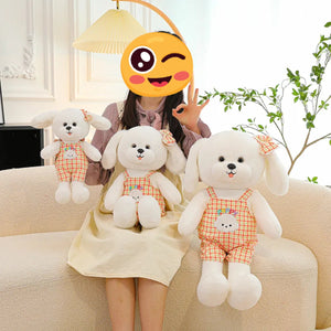 Checkered Jumpsuit Bichon Frise Stuffed Animal Plush Toys-16