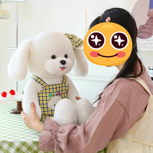 Checkered Jumpsuit Bichon Frise Stuffed Animal Plush Toys-17