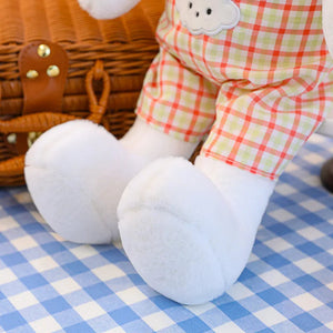 Checkered Jumpsuit Bichon Frise Stuffed Animal Plush Toys-9