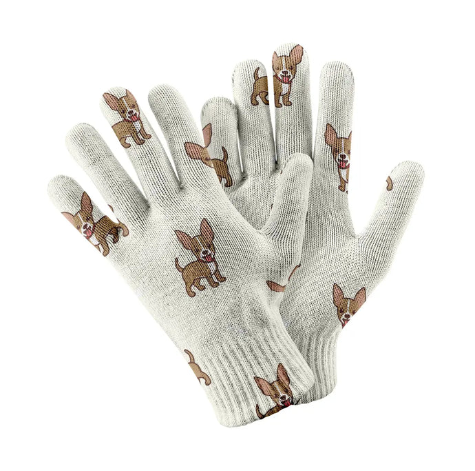 Cheeky Chihuahua Delight Touch Screen Gloves-Accessories-Accessories,Dog Dad Gifts,Dog Mom Gifts,Gloves-White-1