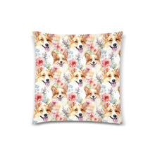 Load image into Gallery viewer, Cheerful Corgi Companions Floral Delight Throw Pillow Cover-Cushion Cover-Corgi, Home Decor, Pillows-One Size-2