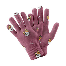 Load image into Gallery viewer, Cheerful Corgi Faces Touch Screen Gloves-Accessories-Accessories,Corgi,Dog Dad Gifts,Dog Mom Gifts,Gloves-Rose gold-3