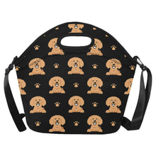 Load image into Gallery viewer, Cheerful Golden Retriever Puppy Neoprene Lunch Bag-Black-ONESIZE-11